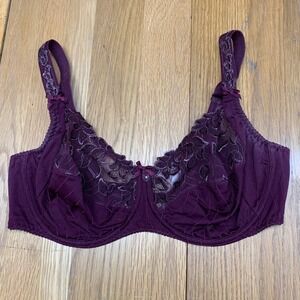 PrimaDonna Madison Full Cup Bra 0161810 Deep Plum Purple Lace Underwire 40D